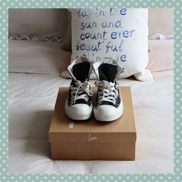 Converse Graphic Black and White High Tops - Picture 1 of 9